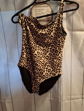 Leopard Print One-Piece Swimsuit - Brown/Black